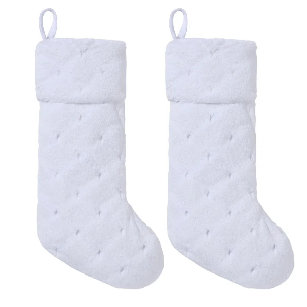 My Texas House 2pc Melissa White Faux‎ Rabbit Fur Christmas Stocking